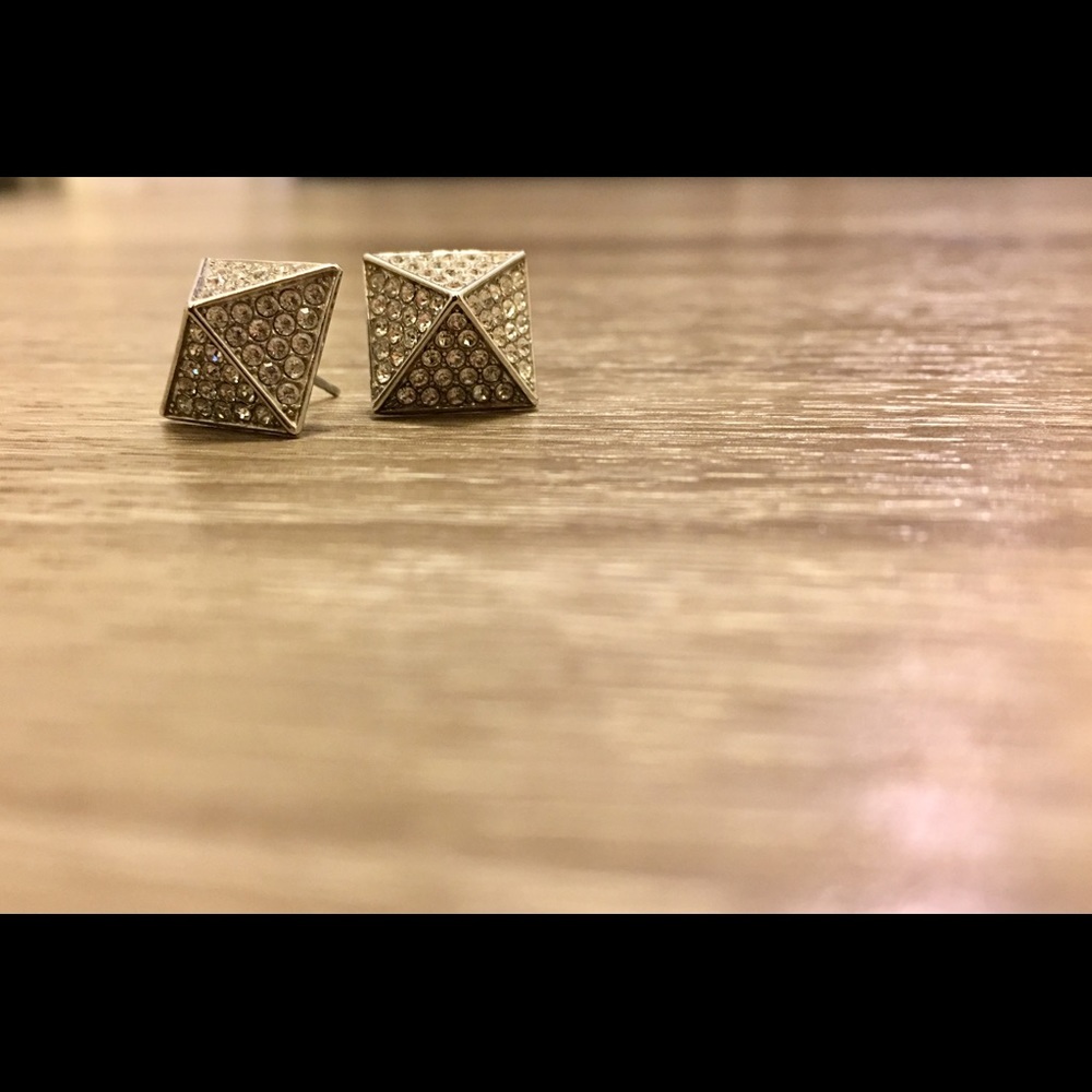 Vince Camuto Silver Pave Pyramid Earrings